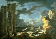 Port of Ostia During a Tempest Leonardo Coccorante